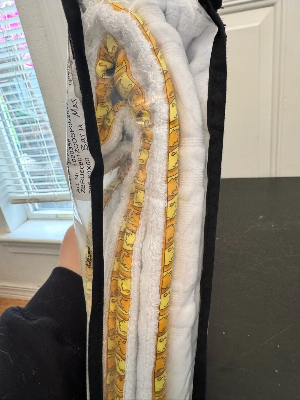 Versace Bath Mat White Terry Cloth Gold Yellow Border Logo NEW